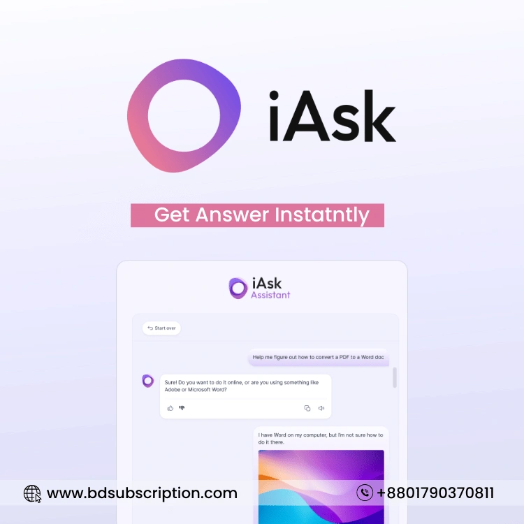 Buy iAsk Pro Premium Subscription in Bangladesh – AI Resume Builder, ATS Optimized, Unlimited AI, Shared & Personal Account, ID Password Provided, Tailored Bullet Points, Resume Scoring, Job Keyword Optimization, Professional Resume AI, BD Subscription, chatgpt plus, grammarly, quillbot, grok ai, copilot, perplexity. gemini ai, veo ultra, turnitin, quillbot, plagiarism checker, subscriptionbd, subscriptionmart subscription price in bangladesh