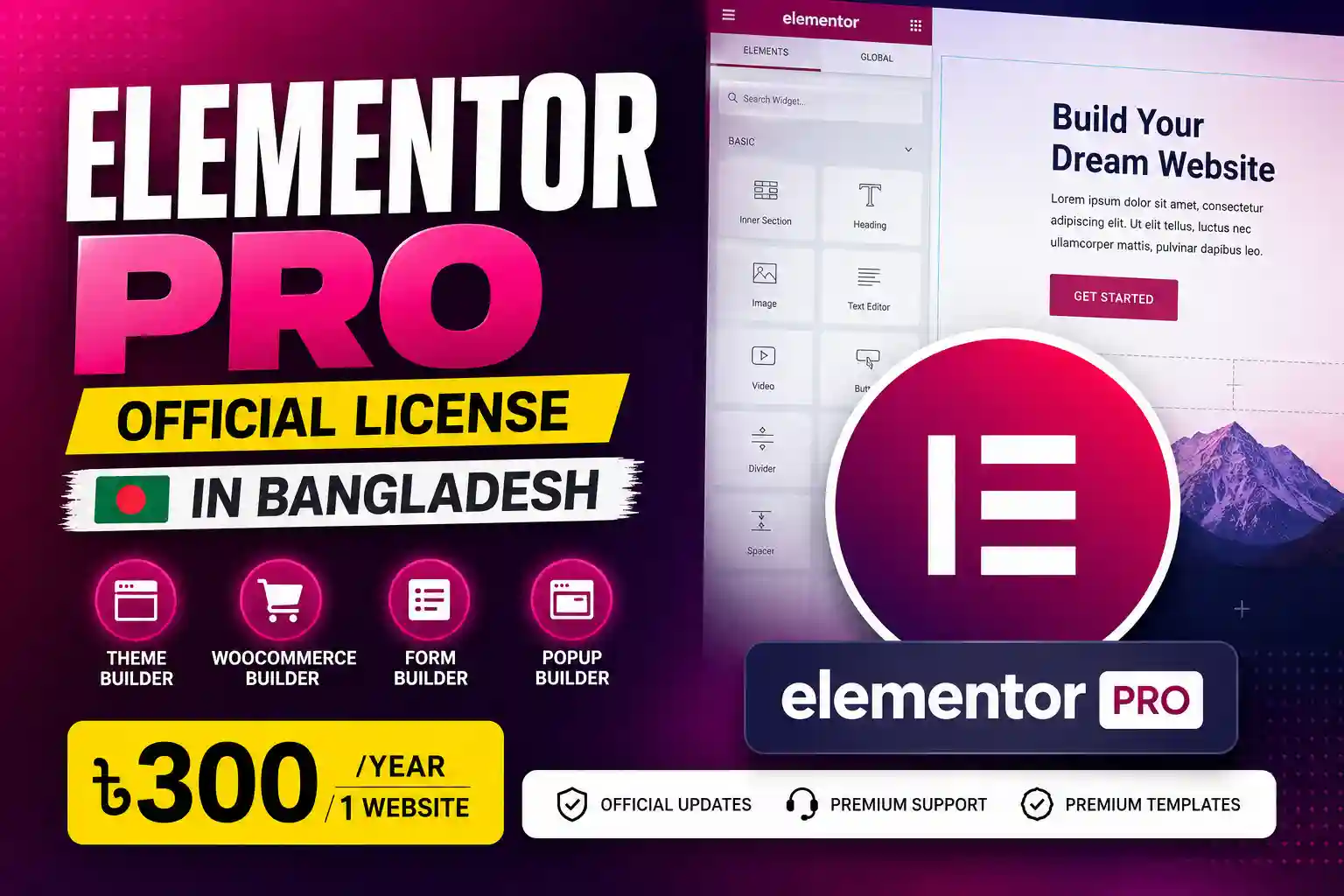 Elementor Pro Official License Price in Bangladesh